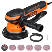 VEVOR Random Orbital Sander 6'' Dual-Action Sander 10 PCS Sandpapers 6 Speeds