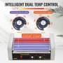 intelligent dual-temp control VEVOR hot dog roller with adjustable front and back dials for precise heating.