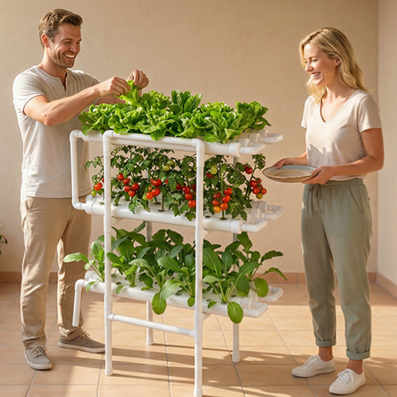 VEVOR Hydroponics Growing System Kit, 3-Tier 108 Sites UPVC Pipe Hydroponic Grow Kit with Timed Irrigation, Thickened Hydroponic Pipes, Indoor Home Garden Vegetable Planting Grow Kits for Fruit Herb