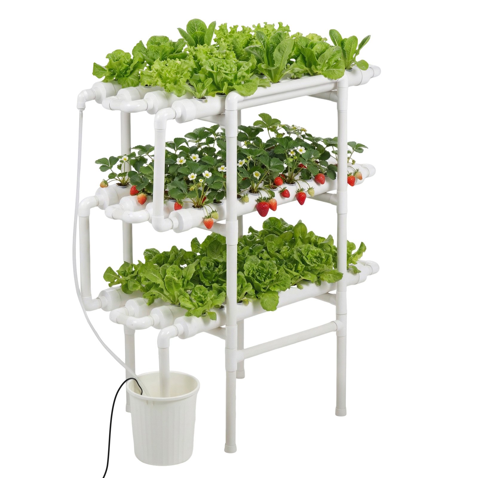 VEVOR Hydroponics Growing System Kit, 3-Tier 108 Sites UPVC Pipe Hydroponic Grow Kit with Timed Irrigation, Thickened Hydroponic Pipes, Indoor Home Garden Vegetable Planting Grow Kits for Fruit Herb