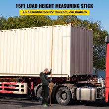 VEVOR Load Height Measuring Stick, 15' Sturdy Fiberglass Truck Height Stick with Adjustable Pole, Non-conductive Truck Height Measuring Stick with Carrying Bag, Height Stick for Trucks, Car Haulers