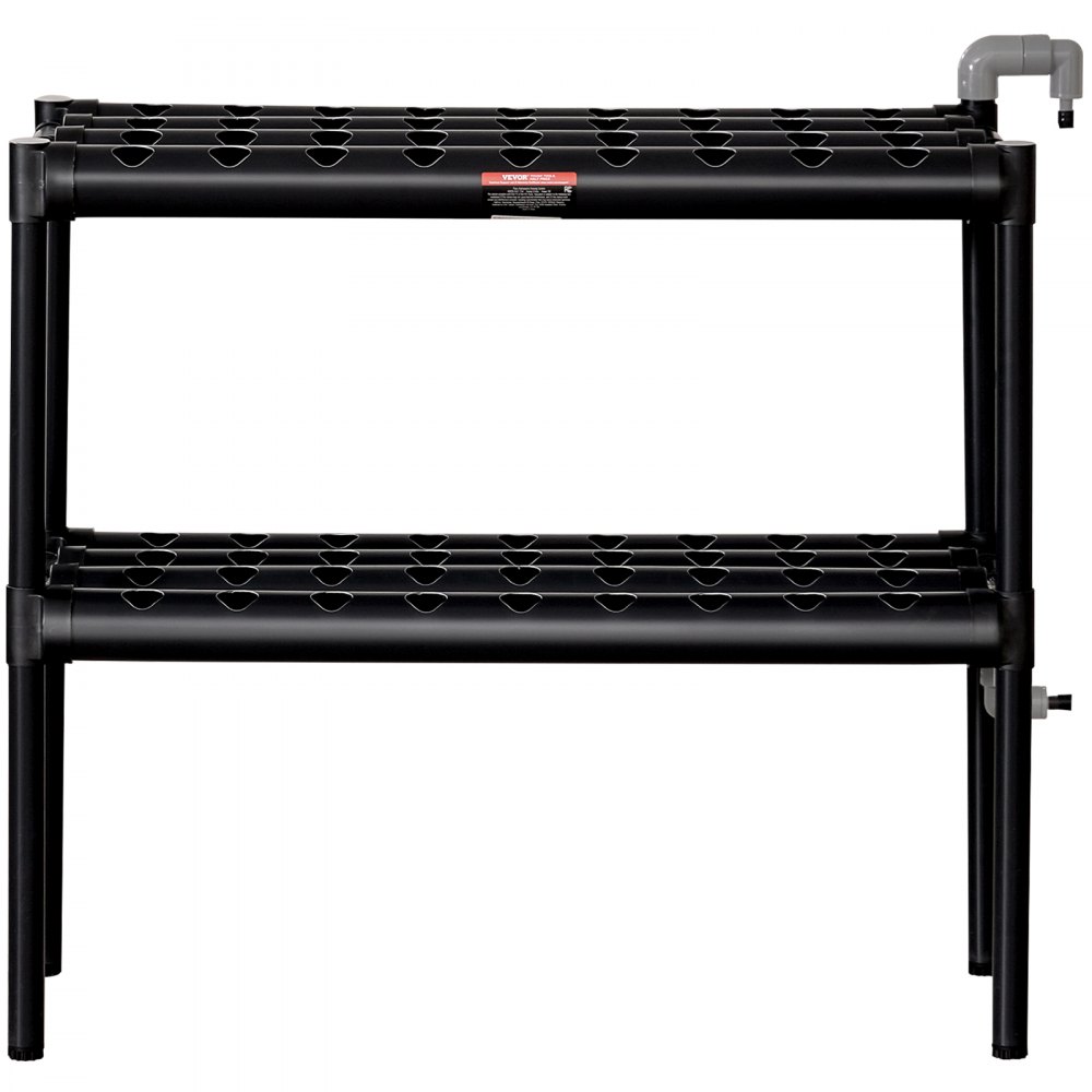 VEVOR Hydroponics Growing System, 72 Sites 2 Layers, Dark Grey PVC Pipes Hydroponic Grow Kit with Water Pump, Timer, Baskets and Sponges for Fruits, Vegetables, Herb