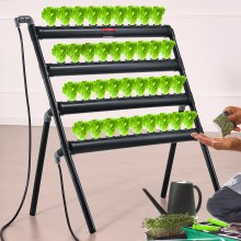 VEVOR Hydroponics Growing System, 36 Sites 4 Layers, Dark Grey PVC Pipes Hydroponic Grow Kit with Water Pump, Timer, Baskets and Sponges for Fruits, Vegetables, Herb
