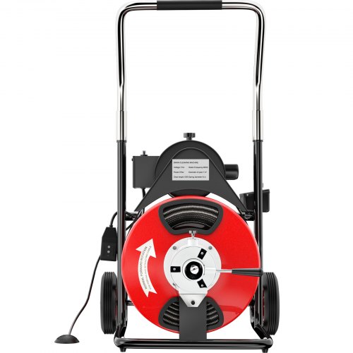 VEVOR 100Ft x 3/8Inch Drain Cleaner Machine fit 1 Inch (25mm) to 4 Inch(100mm) Pipes 370W Drain Cleaning Machine Portable Electric Drain Auger with Cutters Drain Auger Cleaner Plumbing Tool