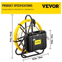 VEVOR Sewer Camera 150ft Pipe Pipeline Inspection Camera 9 Inch Color LCD Monitor Pipe Inspection Equipment IP68 Borescope Endoscope Waterproof (Camera Size: 23mm x 120mm)
