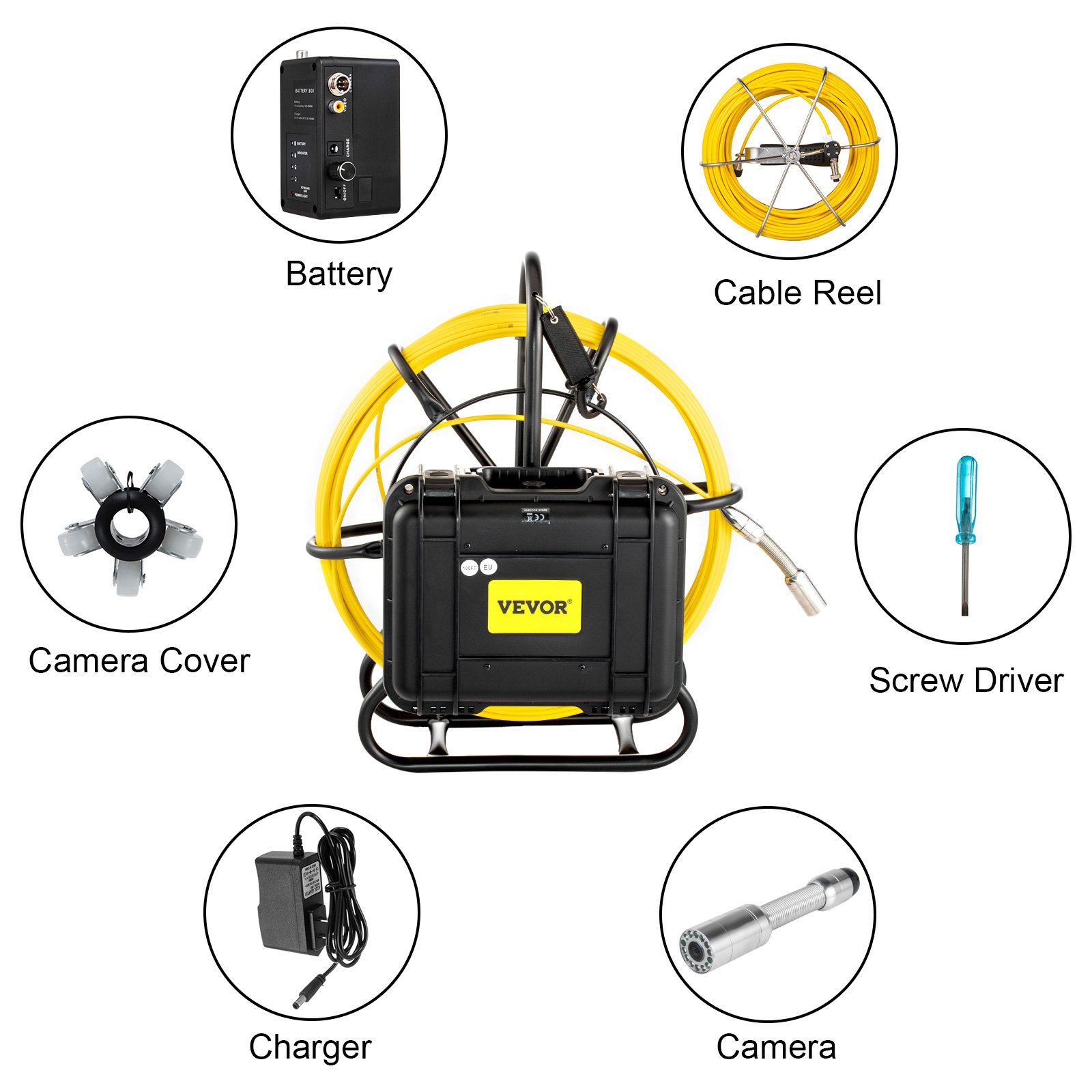 Vevor Sewer Camerapipe Inspection Camera 200ft 9-inch Lcd Monitor Pipe Camera