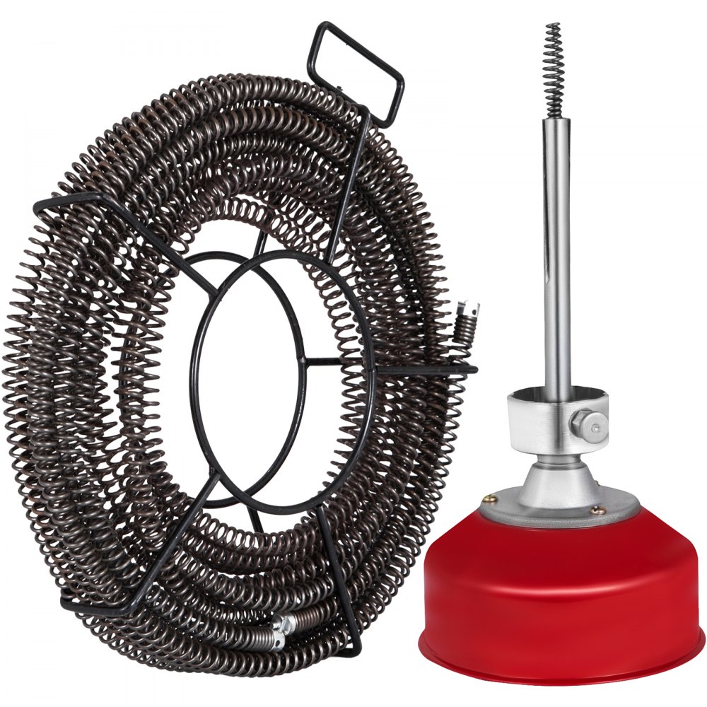 250W Sectional Drain Cleaner 20-100mm Cleaning Machine 15m Augers Spring Cable