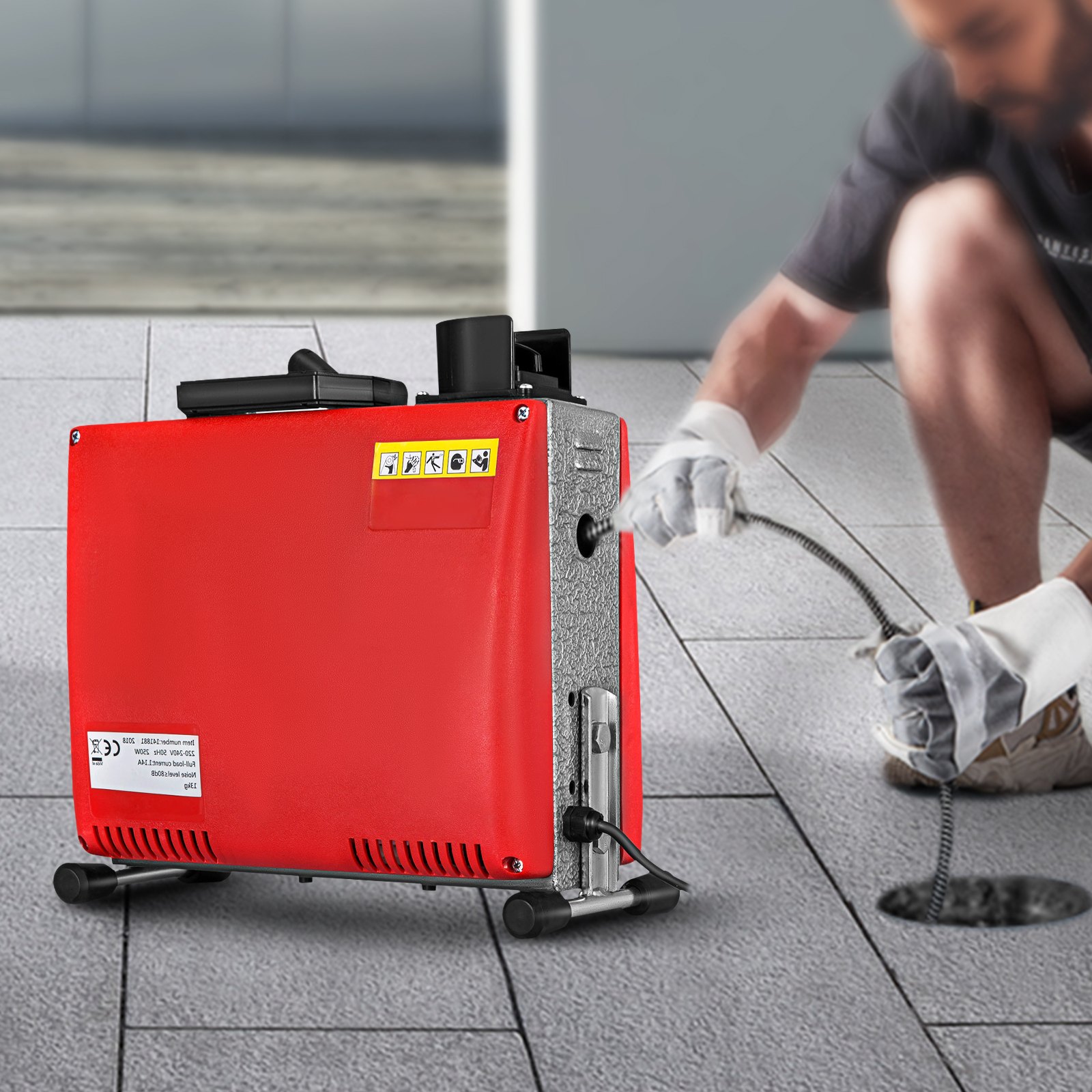 250W Sectional Drain Cleaner 20-100mm Cleaning Machine 15m Augers Spring Cable