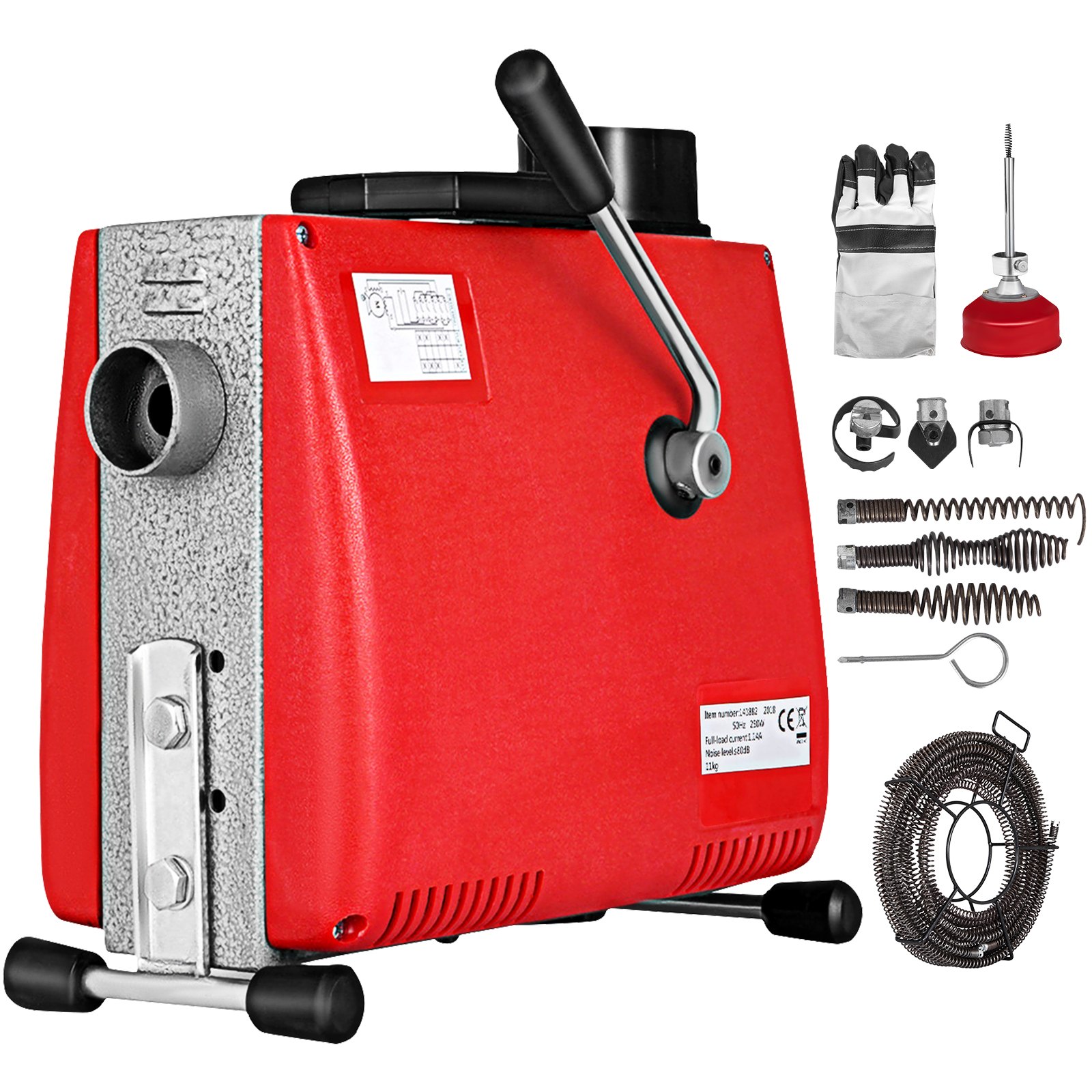 250W Sectional Drain Cleaner 20-100mm Cleaning Machine 15m Augers Spring Cable