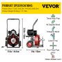 VEVOR 100 Ft x 1/2Inch Drain Cleaner Machine fit 2 Inch (50mm) to 4 Inch(100mm) Pipes 550W Open Drain Cleaning Machine 1700 r/min Electric Drain Auger with Cutters Glove Drain Auger Sewer Snake