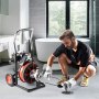 VEVOR Čistič odtoku 50' x 1/2" Stroj na čištění odtoku 370W ucpaný kanál s řezačkami 1750 R/min se 4 řezáky a nožním spínačem pro trubky 3/4"-4" (20mm-100mm)