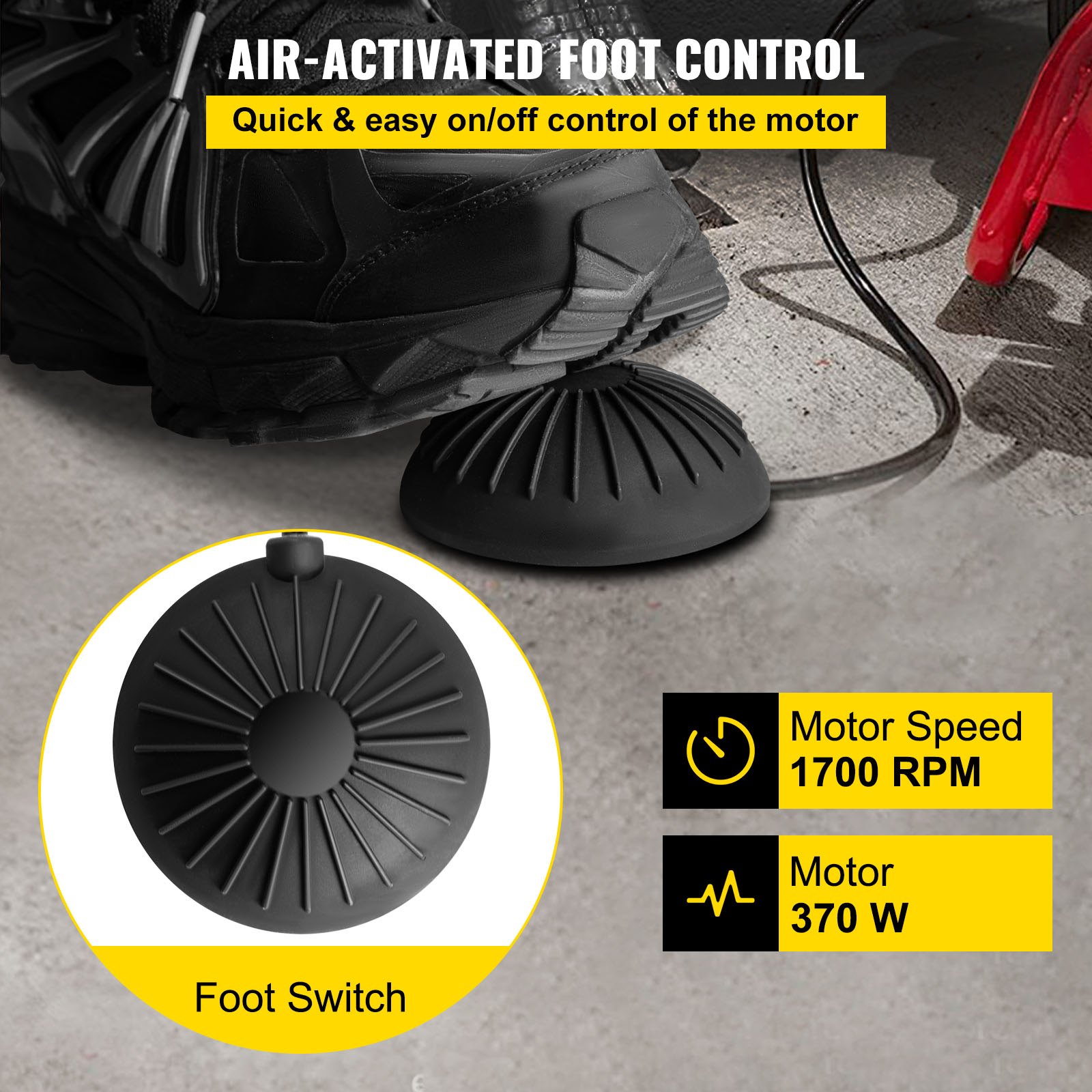 VEVOR Drain Cleaner 50' x 1/2" Drain Cleaning Machine 370W Sewer Clog w/ Cutters 1750R/min with 4 Cutter and Foot Switch for 3/4"-4" (20mm-100mm) Pipes
