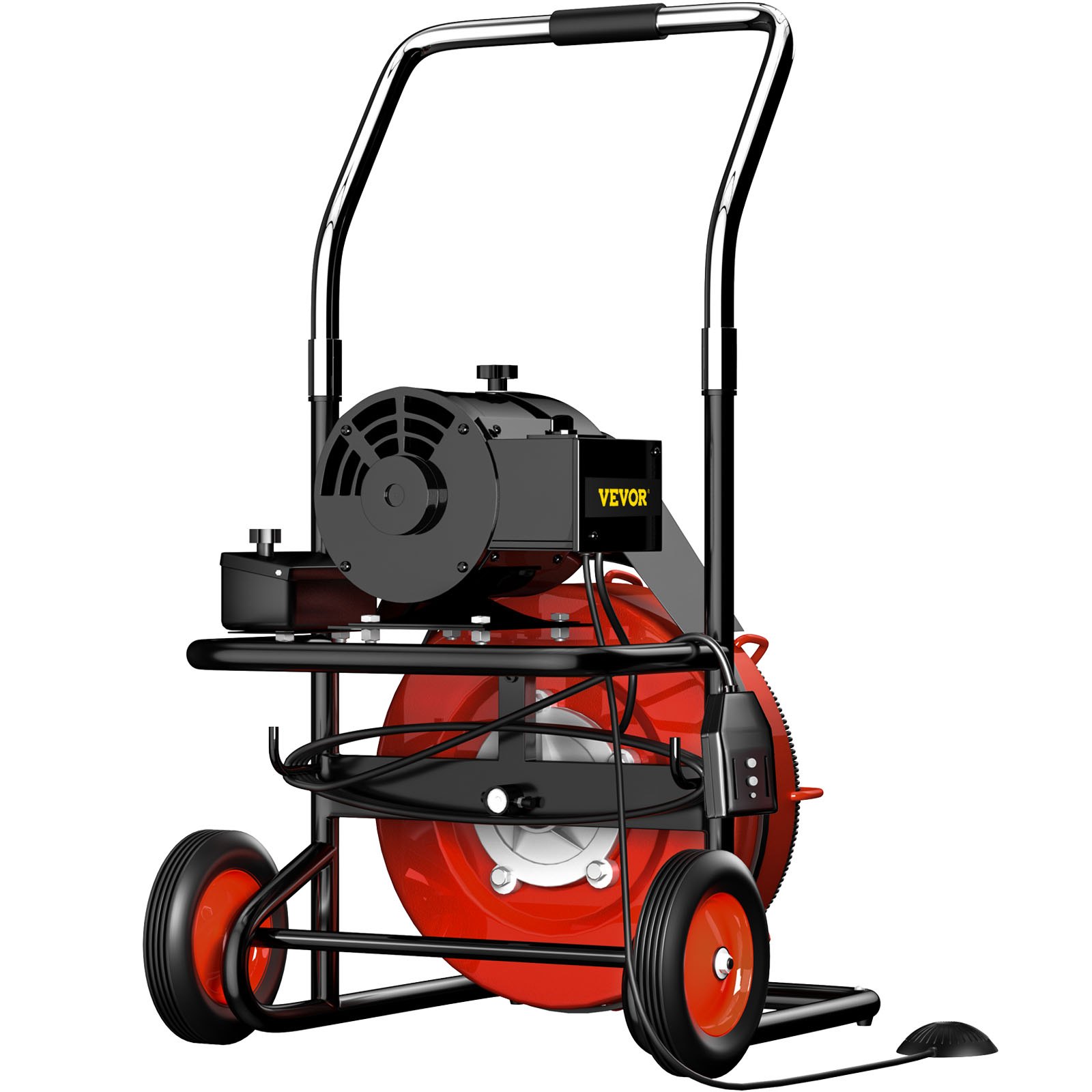VEVOR Drain Cleaner 50' x 1/2" Drain Cleaning Machine 370W Sewer Clog w/ Cutters 1750R/min with 4 Cutter and Foot Switch for 3/4"-4" (20mm-100mm) Pipes