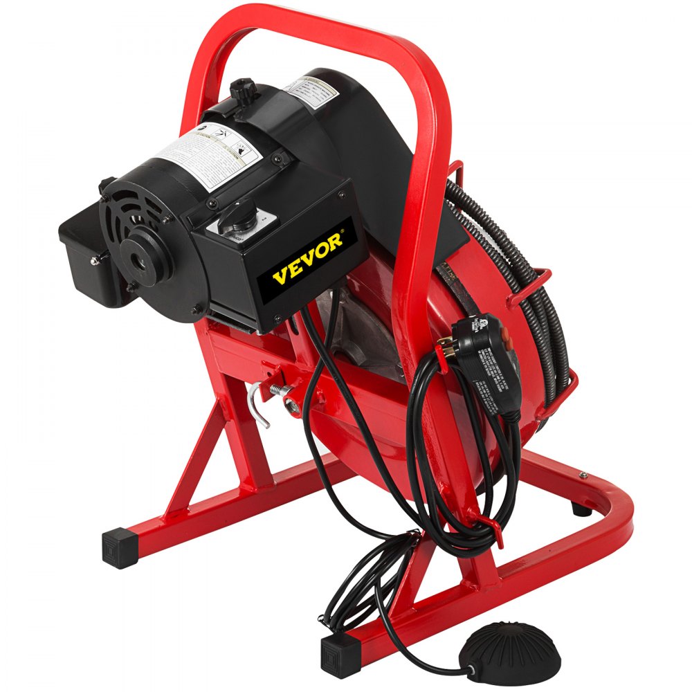 Limpiador de desagües de 50' x 3/8" Máquina de limpieza de desagües de 250 W Obstrucción de alcantarillado con cortadores