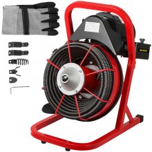 Limpiador de desagües de 50' x 3/8" Máquina de limpieza de desagües de 250 W Obstrucción de alcantarillado con cortadores
