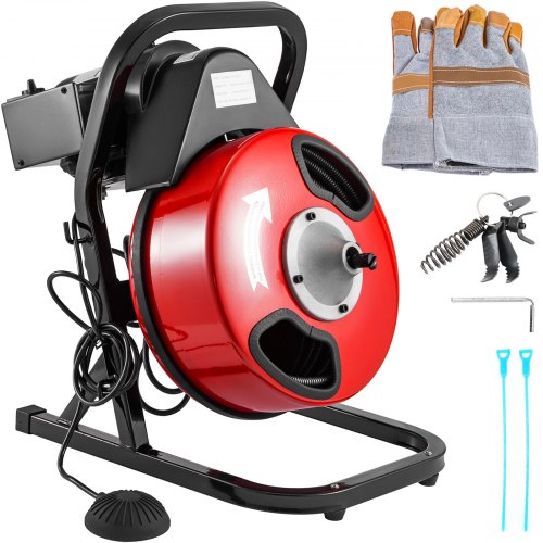 50ft x 1/2" Electric Drain Cleaner 250W Rigid Plumbing Sewerage Pipe Machine