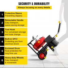 VEVOR 75 Ft x 3/8 Inch Drain Cleaner Machine fit 1-1/4 Inch (32mm) to 4 Inch(100mm) Pipes Drain Cleaning Machine Portable Electric Drain Auger with 2 Sets of Cutters Electric Drain Auger