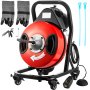 VEVOR Sewer Machine Drain Cleaner 15m x 13mm 370W Sewer Cleaning Clog w/Cutters