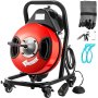 VEVOR Drain Cleaner Machine, 50FT x 3/8In, 370W Electric Drain Auger Fits for 1-1/2'' to 3’’ Pipes, Sewer Snake Machine with Auto-feed Control, Cutters Kit & Foot Switch