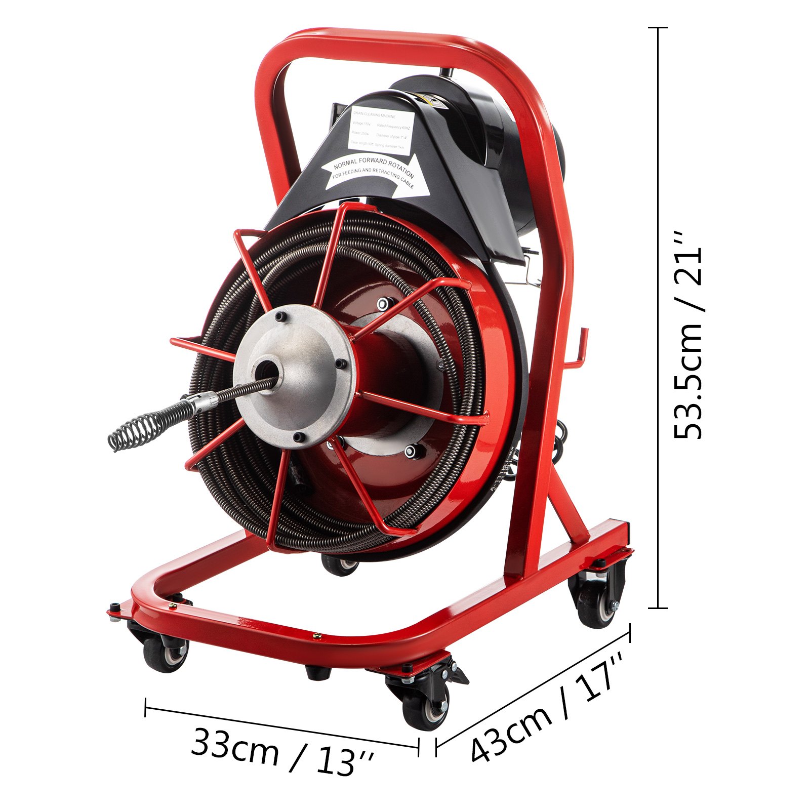 VEVOR Sewer Machine Drain Cleaner 23m x 13mm 370W Sewer Cleaning Clog w/Cutters