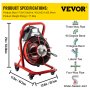 VEVOR Electric Drain Auger, 75' x 1/2", 370W Drain Cleaner Machine Fit 2''- 4'' Pipes, Plumbing Snake for Kitchen Sink, Bathroom Tub, Toilet Clogged, Drains Dredge, Foliose Sewers