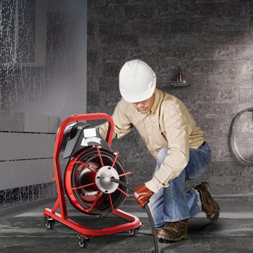 VEVOR Electric Drain Auger, 75' x 3/8", 250W Drain Cleaner Machine Fit 2''- 4'' Pipes, Hair Catcher for Kitchen Sink, Bathroom Tub, Toilet Clogged, Drains Dredge, Foliose Sewers