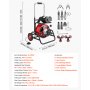 VEVOR Drain Cleaner Machine 22m x 12.7mm, Auto Feed Sewer Snake Auger, Portable Drain Cleaning Machine with Climbing Wheels, Adjustable Drum, 8 Cutters & Foot Switch for 50mm to 150mm Pipes