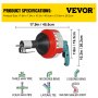 VEVOR 26 Ft Portable Electric Drain Auger Best fit 0.8Inch (20mm)-2.6Inch (65mm) Pipes Electric Drain Snake Lightweight Drain Cleaner Machine Drain Cleaning, Red