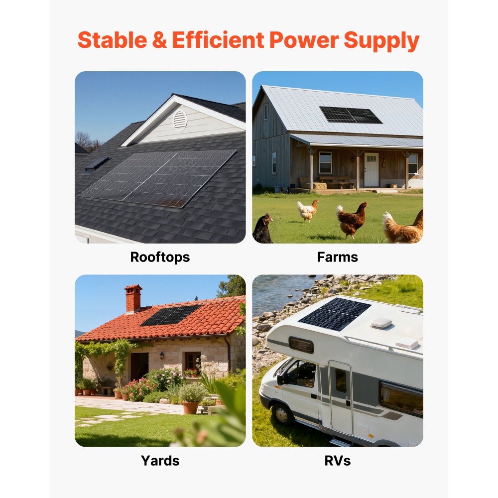 VEVOR 2PCS 400W Bifacial Solar Panels, 16BB N-Type Monocrystalline PV Module 24% Efficiency, IP65 Waterproof Solar Panel with MC4 Output & Aluminum Frame for Car Boat RV Flat Rooftop Off-Grid