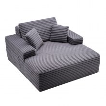 VEVOR Chaise Lounge Chair, 48 in Boneless Chaise Lounge Indoor, Modern Upholstered Oversized Reading Chair with Throw Pillows & Armrests, Sofa Couch Deep Seat Sleeper for Living Room, Bedroom, Balcony