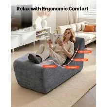 VEVOR Yoga Chair Chaise, Ergonomic Chaise Lounge Chair for Yoga, Modern Boneless Curved Foam Lounge Indoor for Massage, Stretching, Relaxation, Exercise, Used in Living Room, Bedroom, Balcony, Grey