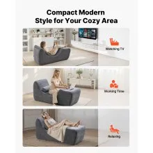 VEVOR Yoga Chair Chaise, Ergonomic Chaise Lounge Chair for Yoga, Modern Boneless Curved Foam Lounge Indoor for Massage, Stretching, Relaxation, Exercise, Used in Living Room, Bedroom, Balcony, Grey