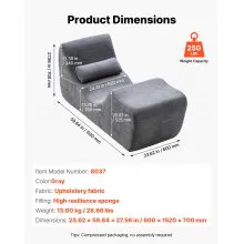 VEVOR Yoga Chair Chaise, Ergonomic Chaise Lounge Chair for Yoga, Modern Boneless Curved Foam Lounge Indoor for Massage, Stretching, Relaxation, Exercise, Used in Living Room, Bedroom, Balcony, Grey