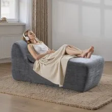 VEVOR Yoga Chair Chaise, Ergonomic Chaise Lounge Chair for Yoga, Modern Boneless Curved Foam Lounge Indoor for Massage, Stretching, Relaxation, Exercise, Used in Living Room, Bedroom, Balcony, Grey
