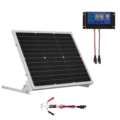VEVOR 50W 12V Solar Battery Trickle Charger Maintainer, Mono Solar Panel Battery Charger with Upgraded MPPT Controller & Adjustable Mount Bracket, IP65 Waterproof for Car Boat RV Trailer House Roof
