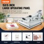 VEVOR Heat Press Machine, 15x15in / 38x38cm, Clamshell Sublimation Transfer Printer with Teflon Coated, Digital Precise Heat Control, Silica-Gel Sponge Powerpress for T-Shirt Bag Pad, White