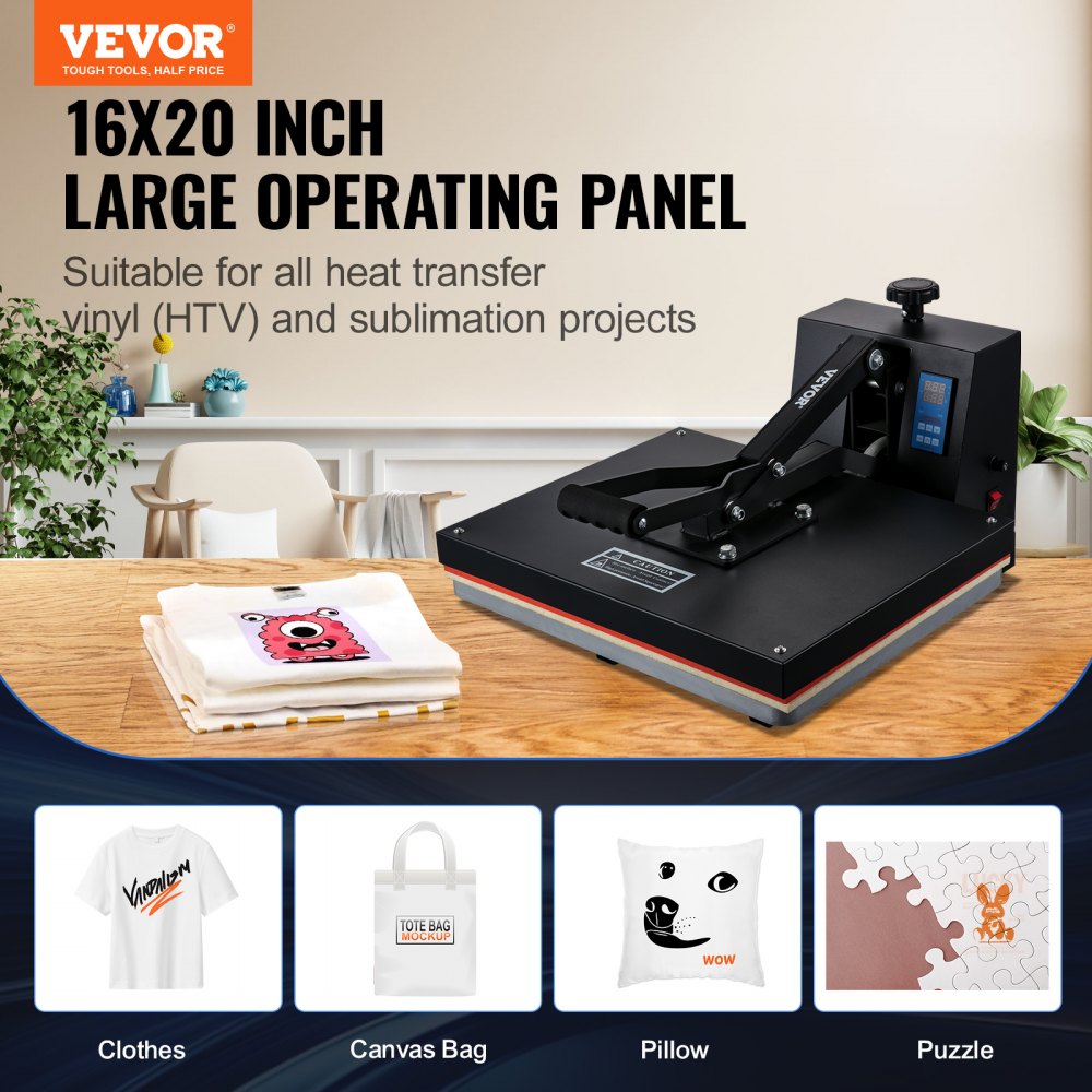 VEVOR Heat Press Machine 16 x 20 in/40.6 x 50.8 cm Sublimation Printer Transfer for DIY T-shirt
