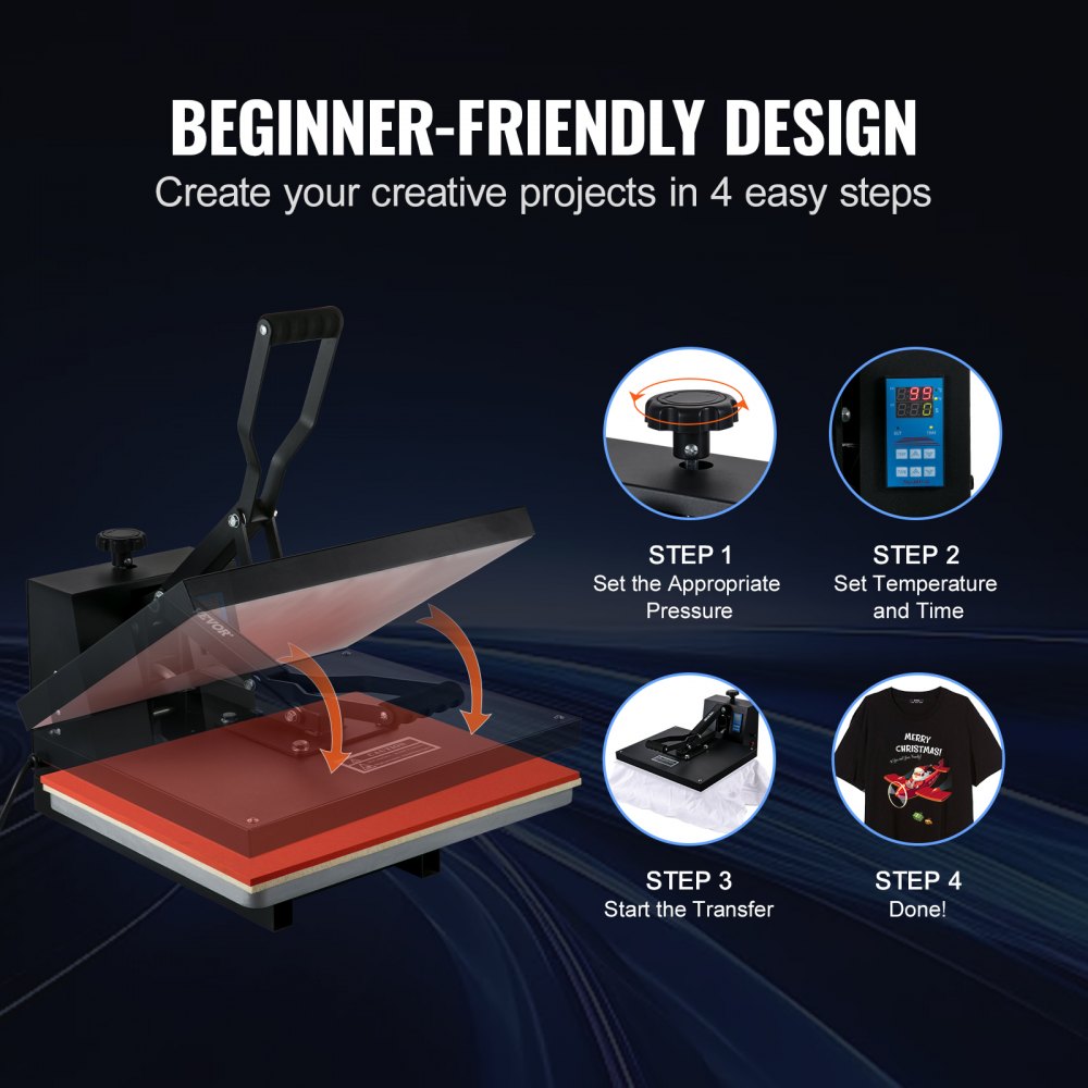 VEVOR Heat Press Machine 16 x 20 in/40.6 x 50.8 cm Sublimation Printer Transfer for DIY T-shirt