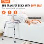 VEVOR Tub Transfer Bench for Bathtub 500lbs, Shower Seats for Adults, Lightweight Shower Bench for Elderly and Disabled with Padded Seat,  Non-Slip Bath Seats with Armrest and Reversible Backrest