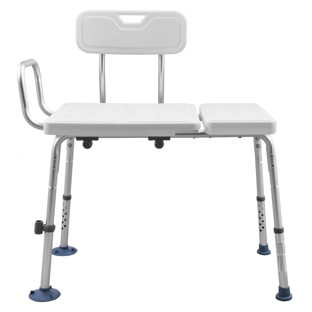 VEVOR Tub Transfer Bench for Bathtub, 180 kg Capacity Heavy Duty Shower Chair with Arm, Backrest and Curtain Slot, Height Adjustable Shower Bench Bath Seat for Adults, Seniors, Elderly and Disabled
