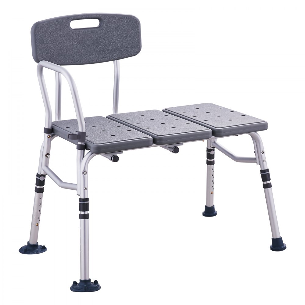VEVOR tub transfer bench with adjustable legs, padded backrest, and non-slip seat.