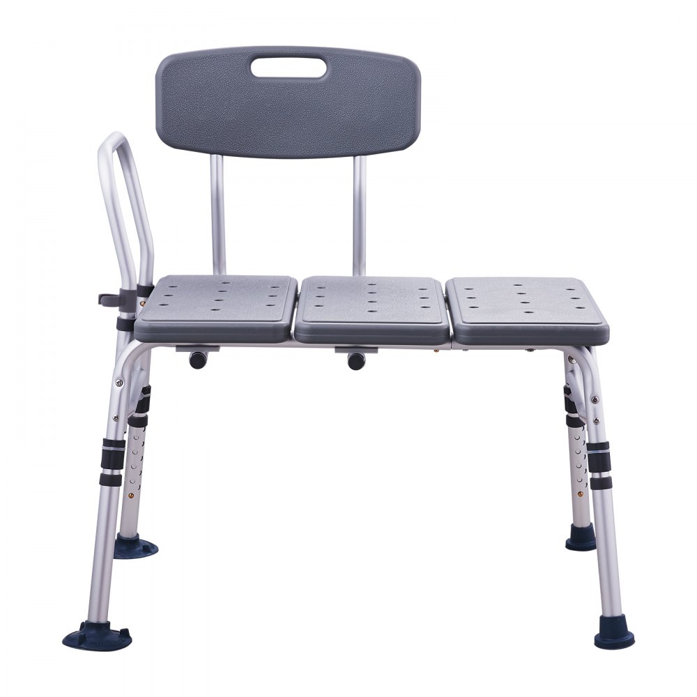 VEVOR tub transfer bench with backrest, suction cup feet, and adjustable height for bathtub use.