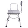 grey VEVOR tub transfer bench with adjustable legs and backrest.