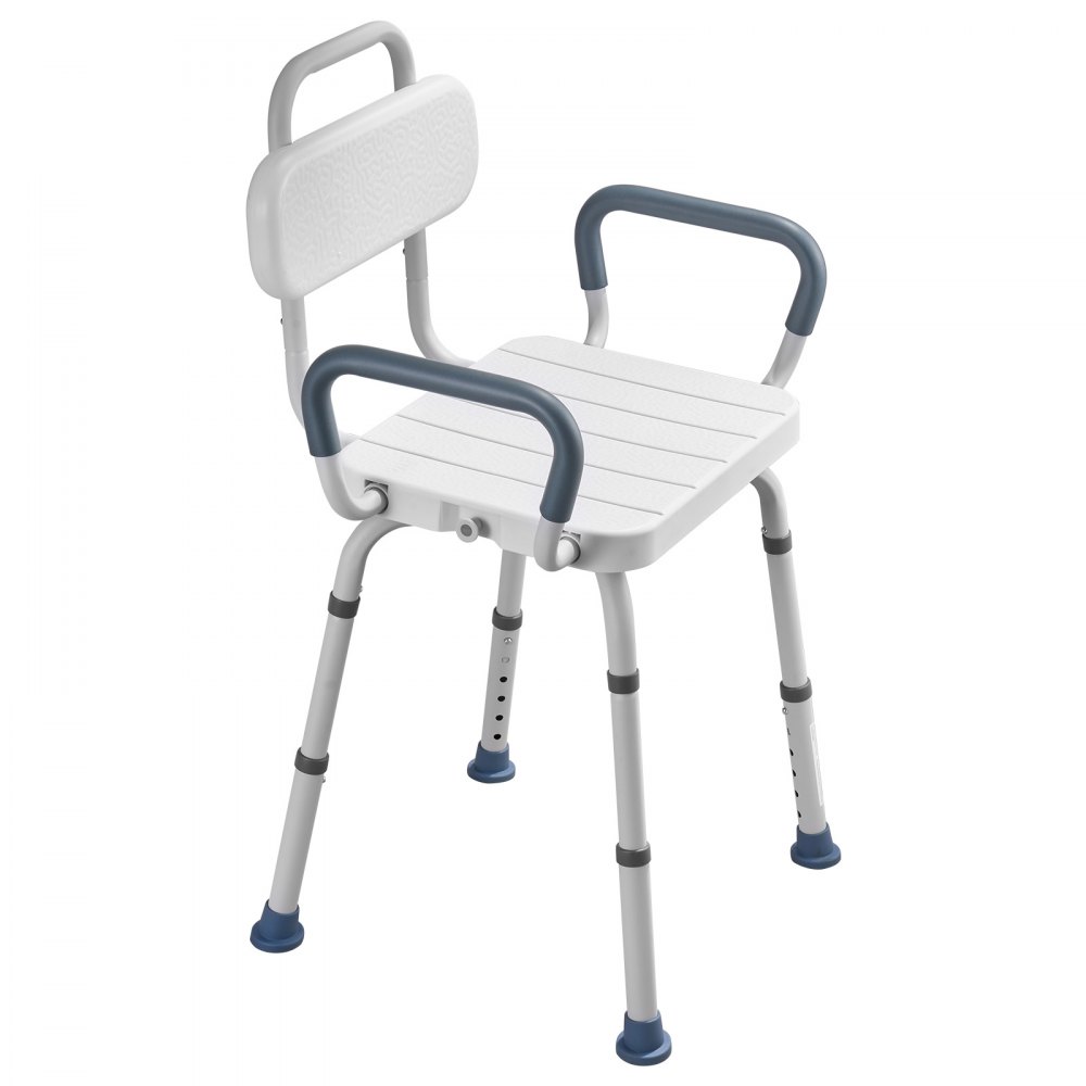 VEVOR Swivel Shower Chair with Arms and Back, 180 kg Load Heavy Duty Bench Seat for Inside Shower Stall and Bathtub, Height Adjustable Bathroom Bath Tub Seat for Adults, Seniors, Elderly and Disabled