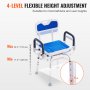 4-level adjustable VEVOR shower chair with flexible height from 17.3 to 20.3 inches, blue seat cushion.