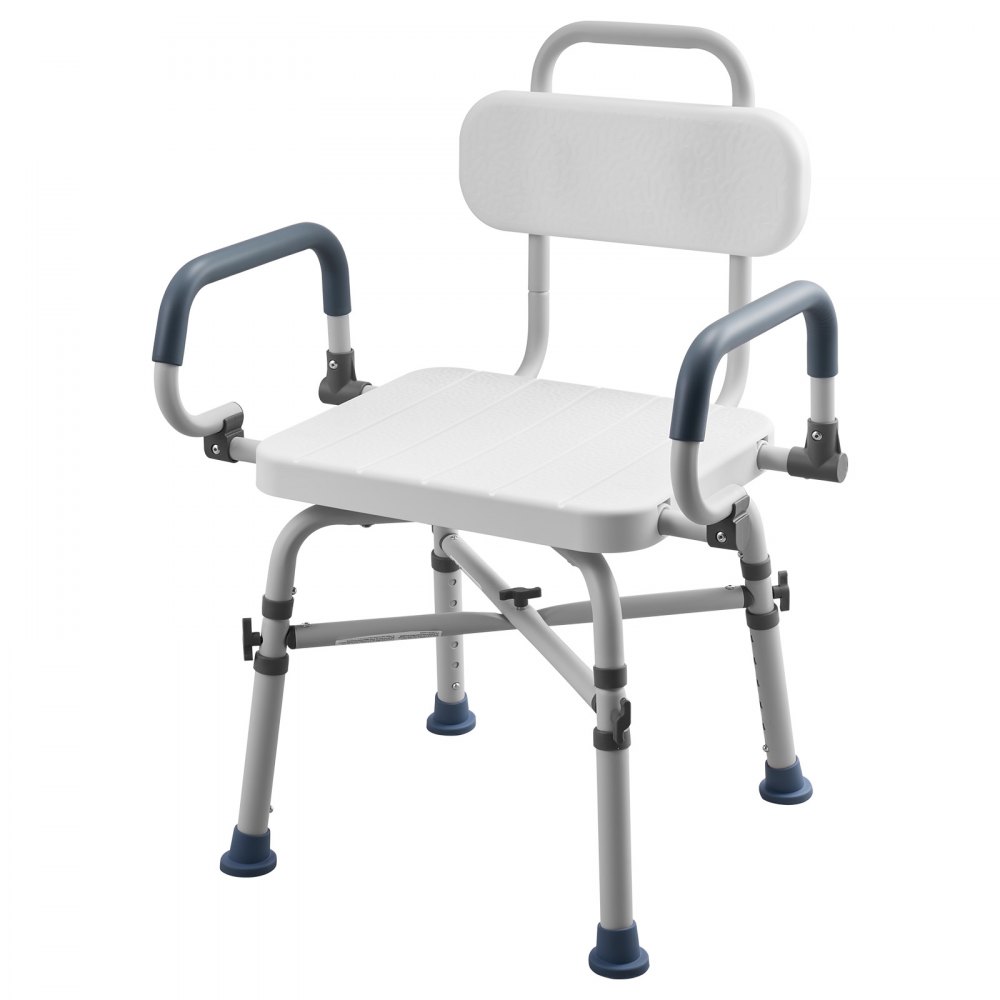 VEVOR Swivel Shower Chair with Arms and Back, 500 lbs Heavy Duty Bench Seat for Inside Shower Stall and Bathtub, Height Adjustable Bathroom Bath Tub Seat for Adults, Seniors, Elderly and Disabled