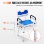 4-level flexible height adjustment VEVOR shower chair suitable for most bathtubs and user heights.