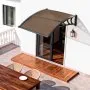 VEVOR Awnings for Door Entrance, 38 x 40 in, Exterior Front Door Window Awnings with Drainage & ABS Bracket, Rain Snow Sun Protection, Overhang Polycarbonate Door Canopy for Porch Patio, Brown