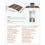 VEVOR Awnings for Door Entrance, 39 x 59 in, Exterior Front Door Window Awnings with Drainage & Metal Bracket, Rain Snow Sun Protection, Overhang Polycarbonate Door Canopy for Porch Patio, Brown