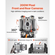 VEVOR Sewer Pipe Inspection Robot 394FT Plumbing Crawler with Front/Rear Camera
